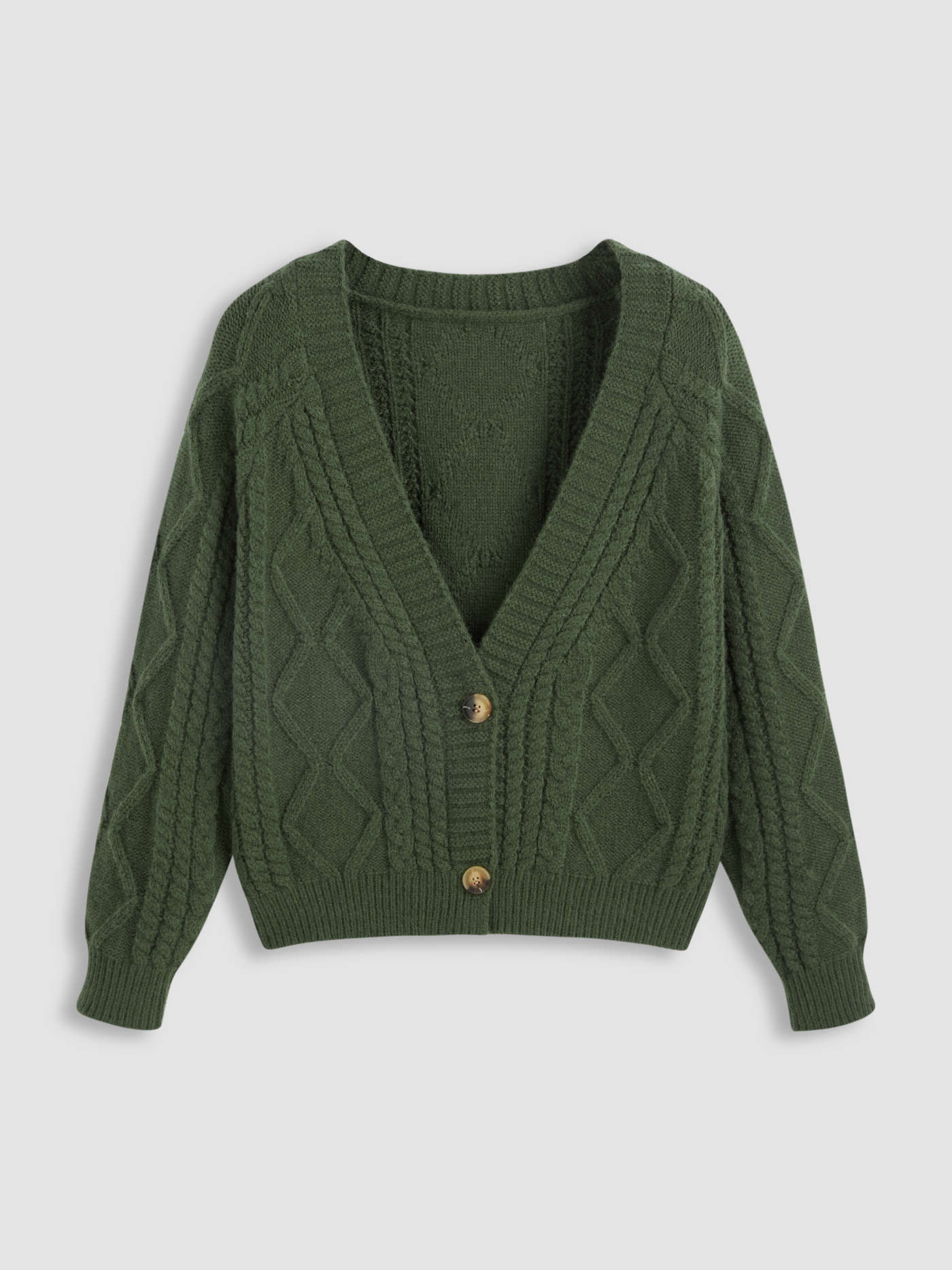 V-neck Cable Knit Button Cardigan Curve & Plus | Cider