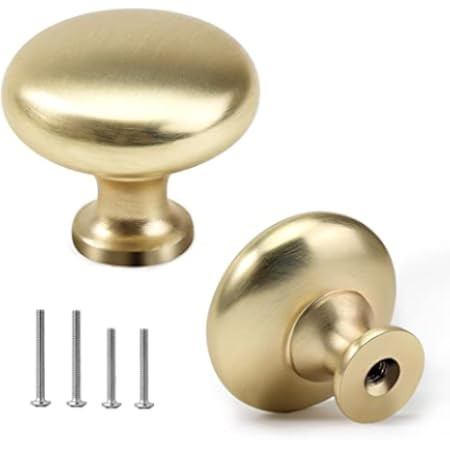 10 Pack - Cosmas 4950BB Brushed Brass Cabinet Hardware Round Mushroom Knob - 1-1/4" Diameter | Amazon (US)