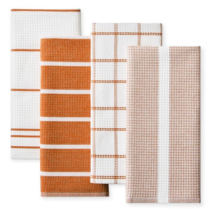 Super Absorbent Waffle Weave Multi-Pack Towels, Pumpkin | Williams-Sonoma