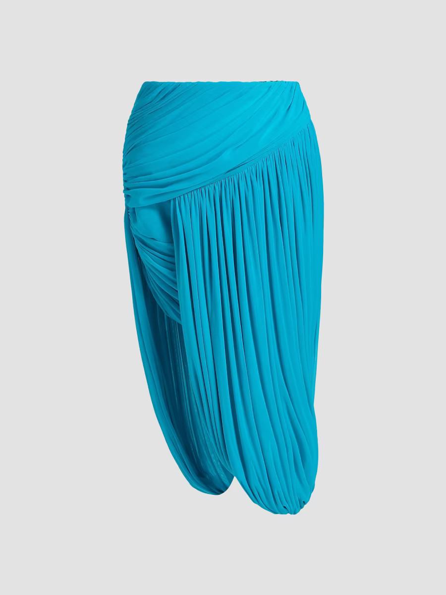 Ronny Kobo Women's Wes Ruched High-Low Hem Midi-Skirt - Turquoise - Size Medium | Saks Fifth Avenue