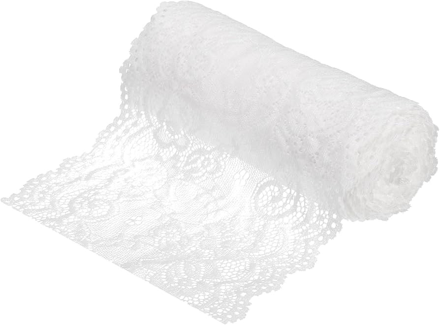 MECCANIXITY 6 Inch Wide 5 Yard Lace Ribbon Floral Pattern Light White Lace Trim Ribbon for Sewing... | Amazon (US)