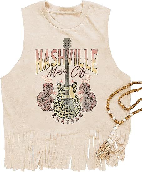 iliheyov Nashville Tank Top for Women Country Music Festival Graphic Print Sleeveless Nash Music ... | Amazon (US)
