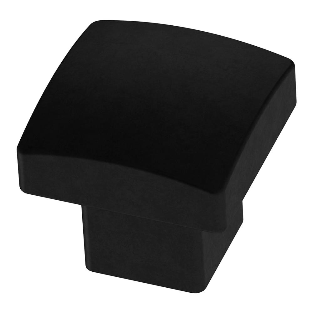 Simply Geometric 1-1/8 in. (28mm) Matte Black Square Cabinet Knob | The Home Depot