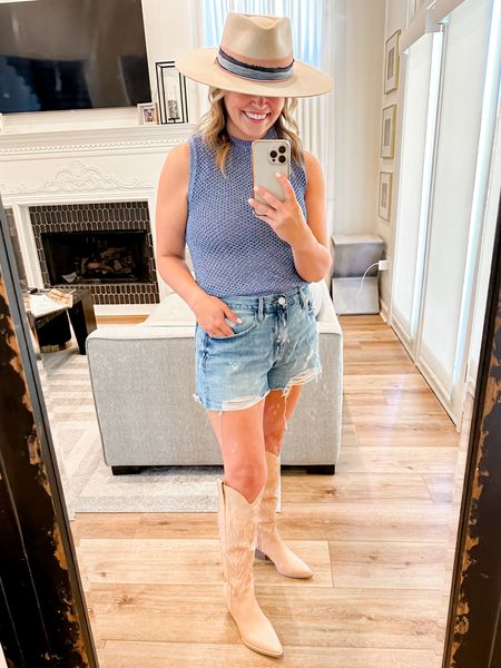 Coastal Cowgirl! Country Concert Outfit Idea
Top: size large
Shorts: 28-Frame Denim- linking two similar options (Agolde and Levi’s)
Hat: Custom from Kemo Sabe. Linking similar! 

#countryconcertoutfit #coastalcowgirl

#LTKstyletip #LTKFestival #LTKtravel