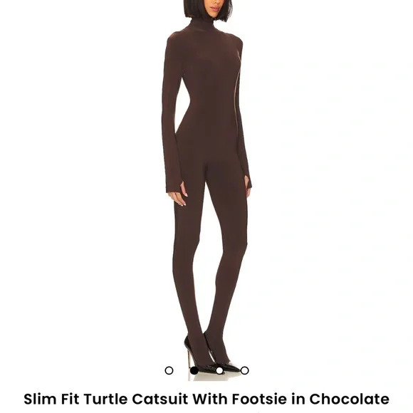 New | Norma Kamala | Slim Fit Turtle Catsuit With Footsie in Chocolate | Large | Poshmark
