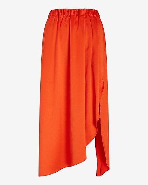 High Waisted Satin Midi Skirt | Express