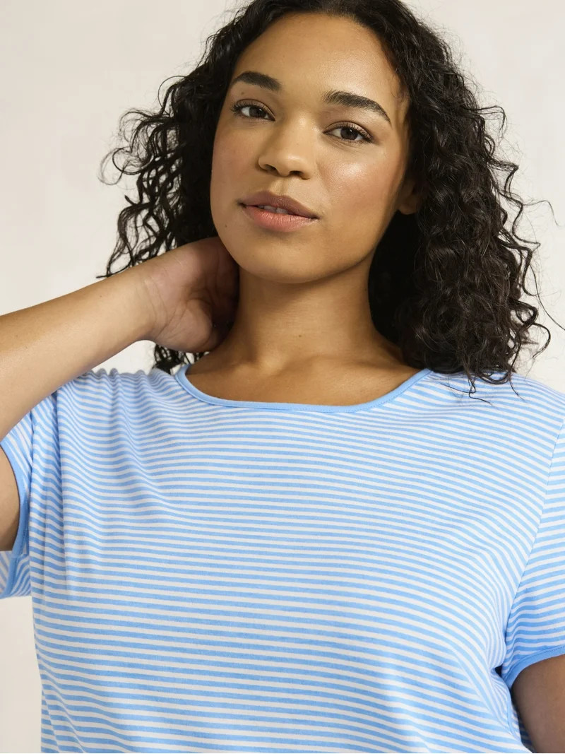 Joyspun Women's and Women’s Plus Lightweight Sleep Tee and Shorts Set, 2-Piece, Sizes XS to 3X | Walmart (US)