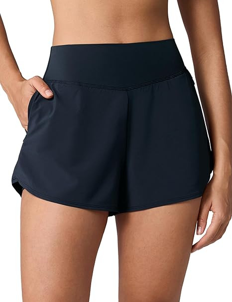 High Waisted Athletic Shorts for Women 2.5'' Workout Gym Track with Liner Zip Pockets Quick Dry R... | Amazon (US)