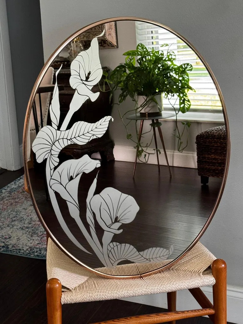 Vintage Windsor Art Calla Lily Etched Wall Mirror Gloria Eriksen 27" MCM - Etsy | Etsy (Global)