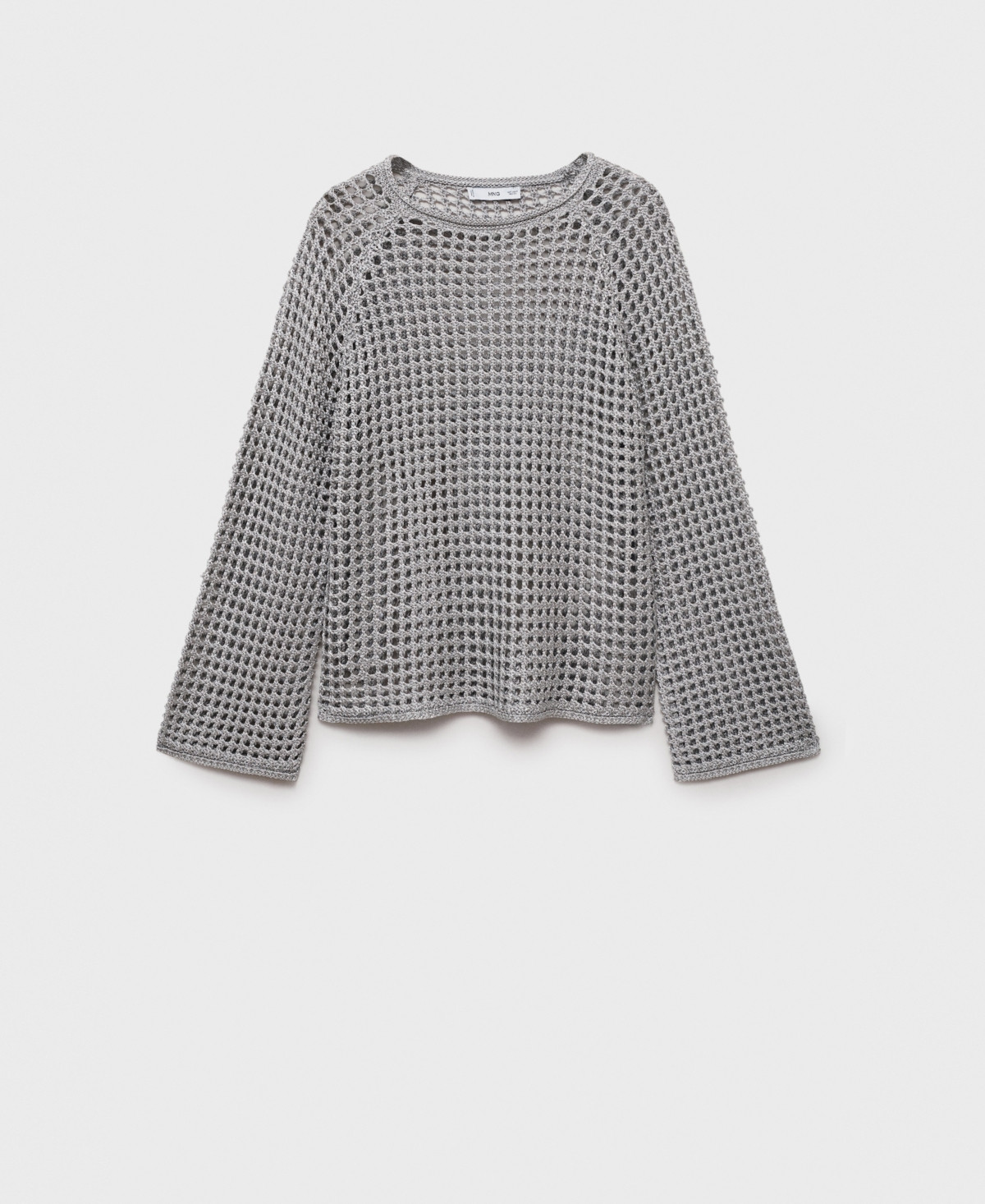 Mango Women's Long Sleeve Crochet Sweater - Silver | Macy's