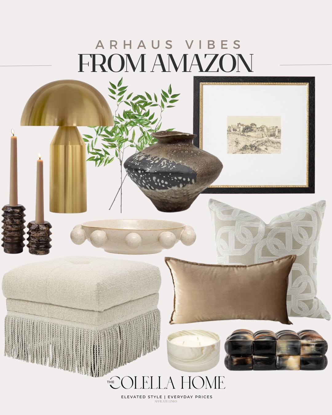 Designer looks for less includes decorative box, candle, throw pillow, wall art, vase, greenery stems, table lamp, candle stick holder, decorative bowl, ottoman.

Home decor, looks for less, Amazon finds

#LTKvlog #LTKSeasonal #LTKHome