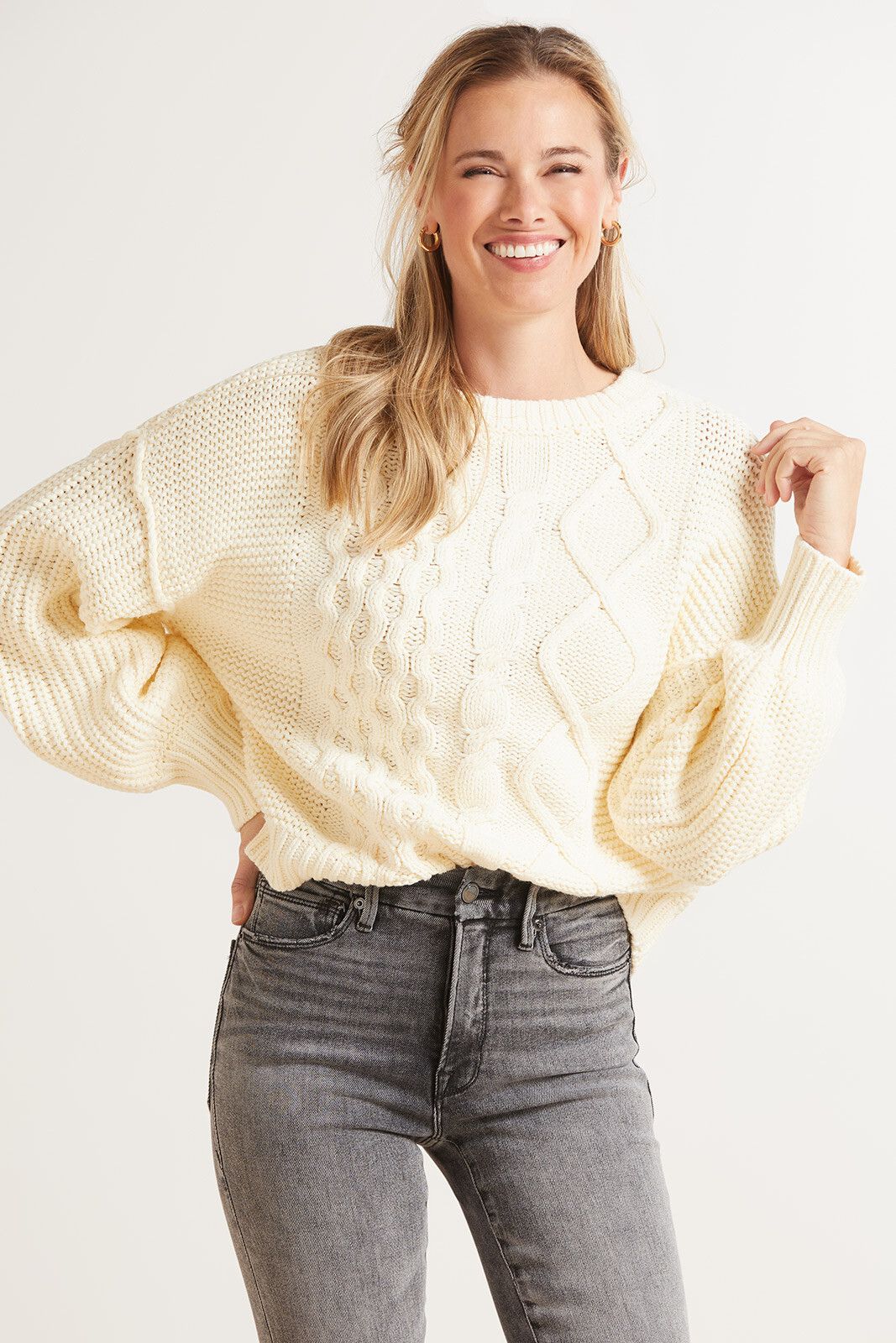 FREE PEOPLE Dream Cable Crew Pullover | EVEREVE | Evereve