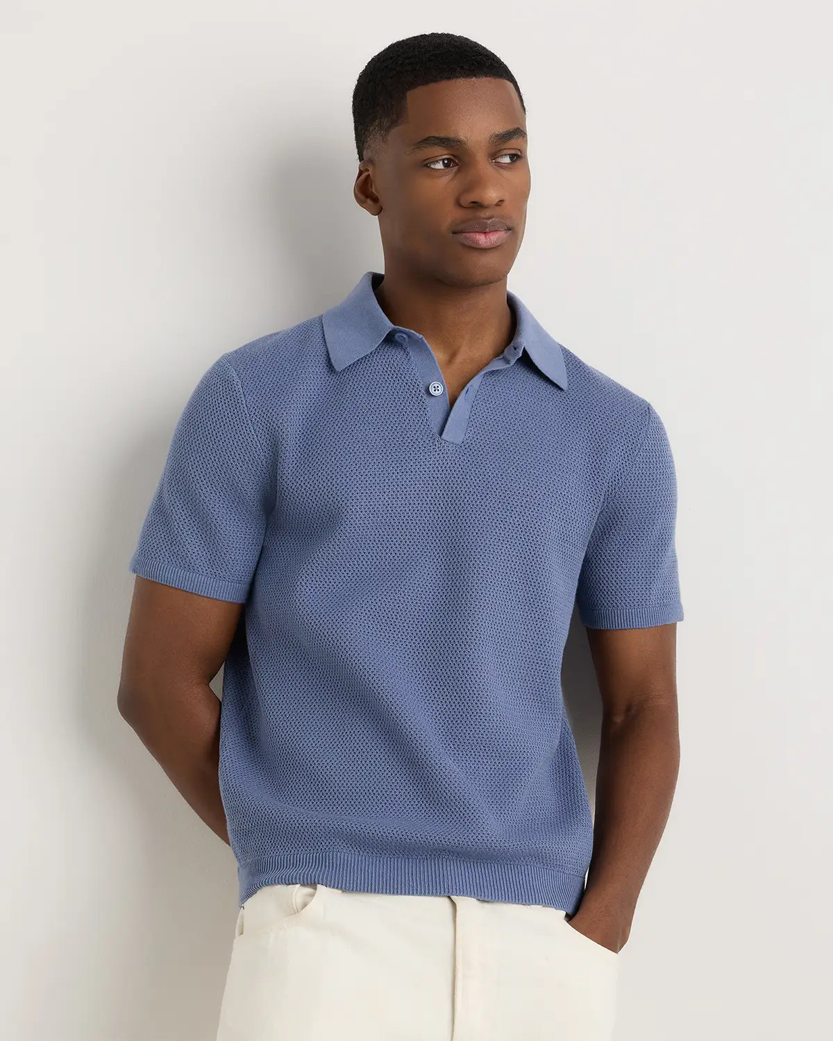 100% Organic Cotton Mesh-Stitch Sweater Polo | Quince