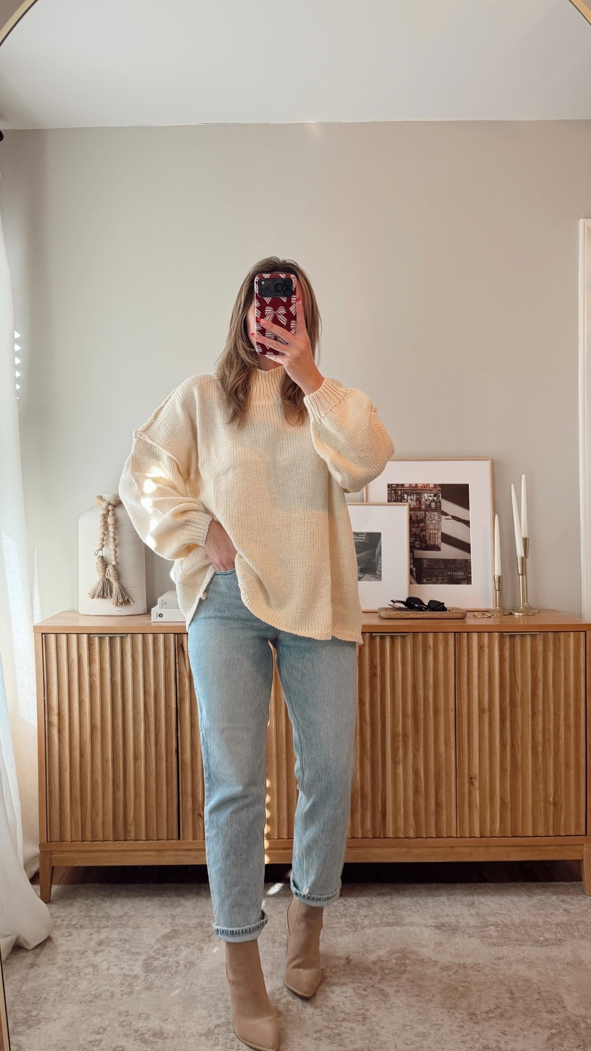 cozy oversized amazon sweater! i got a size M. size 27 curve love denim in short length. my booties are last season from vici but linking some other similar styles. 

#LTKootd #LTKFindsUnder100