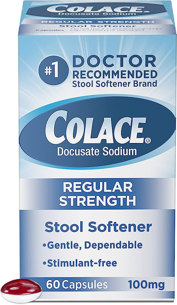 Colace Regular Strength Stool Softener 100 mg Capsules 60 Count Docusate Sodium Stool Softener fo... | Amazon (US)