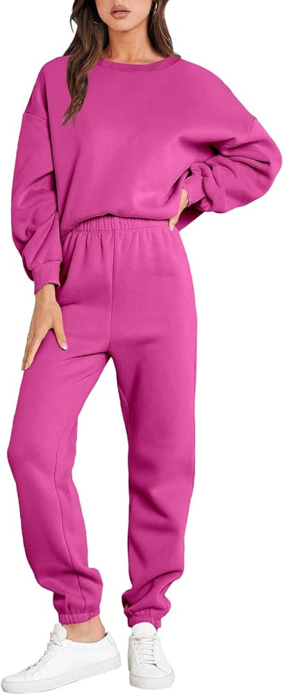 ANRABESS Women's Two Piece Outfits Long Sleeve Crewneck Sweatshirt Tracksuit Jogger Pants Lounge ... | Amazon (US)