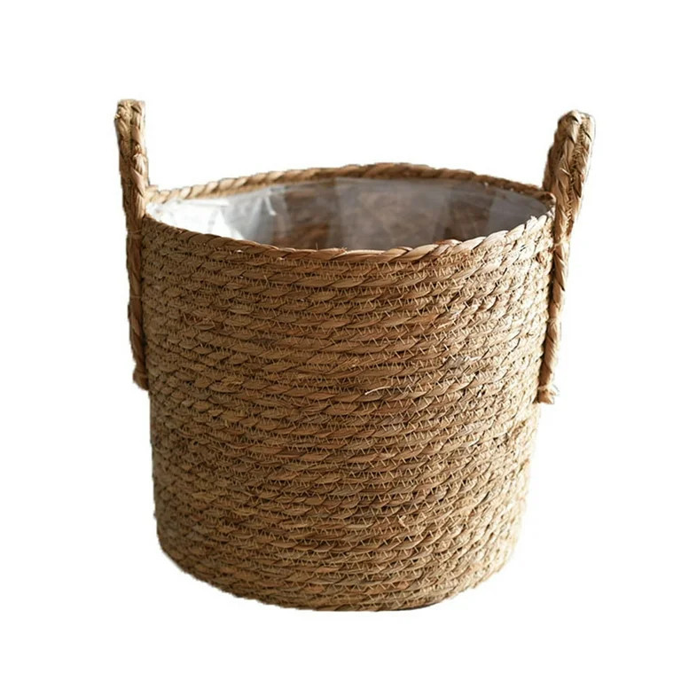 Woven Seagrass Basket with Handles Liner for Plant Pot,Natural Seagrass Flower Pot Basket Storage... | Walmart (US)