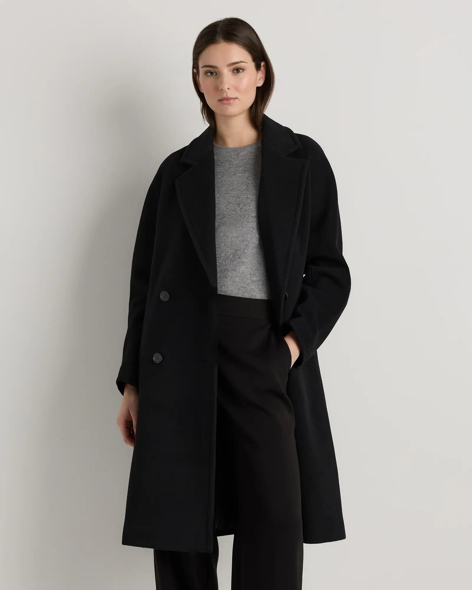 Wool Cashmere Double-Breasted Slouch Coat | Quince