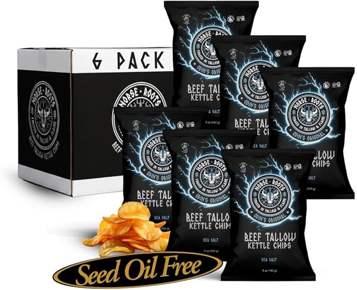 Norse Roots Beef Tallow Kettle Chips – Odin's Original (Sea Salt) – Seed Oil Free, Gluten Fre... | Amazon (US)