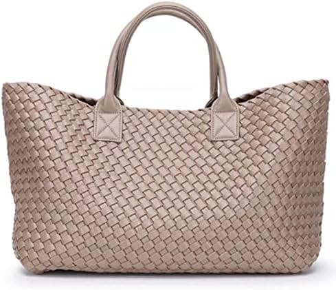Fashion Woven Vegan Leather Shopper Tote Travel Handbag Women's Large Capacity Shoulder Bag | Amazon (US)