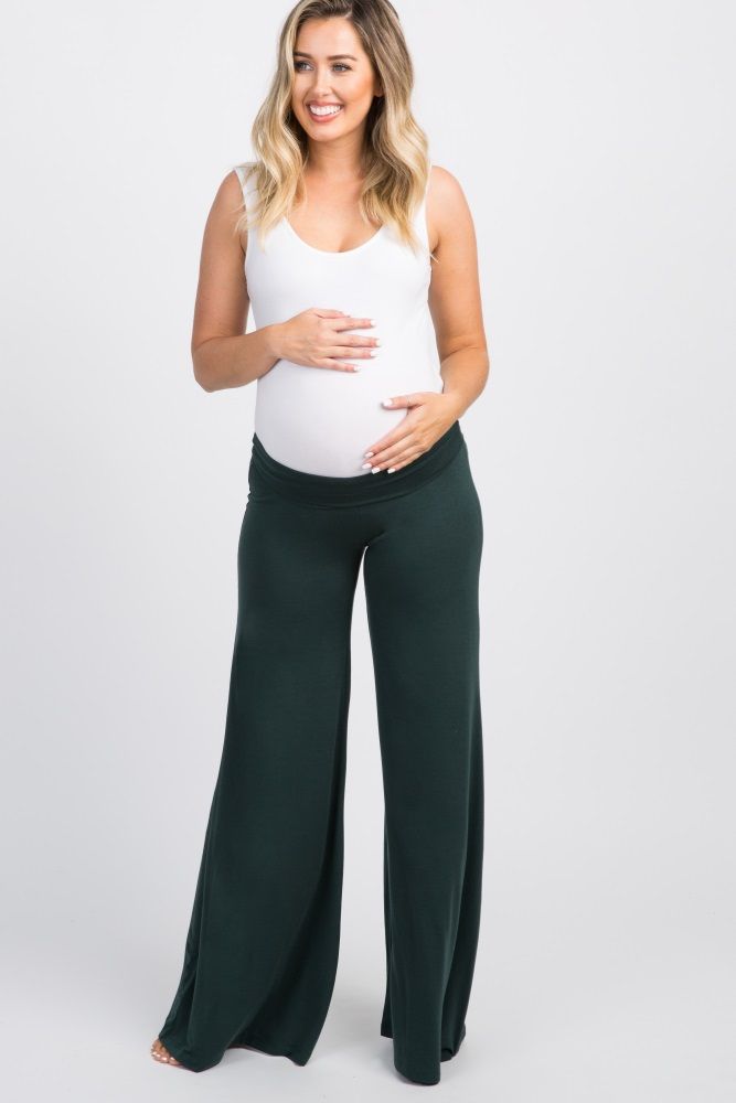 Forest Green Wide Leg Maternity Lounge Pants | PinkBlush Maternity