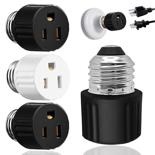 3-Pack Light Socket Outlet Adapter,3 Prong Light Socket to Plug Adapter,E26 Light Bulb to Outlet ... | Amazon (US)