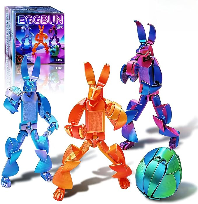 4 Pack Transformable 3D Printed Easter Eggs – Magic Egg Turns into a Bunny Rabbit Toy, Converti... | Amazon (US)