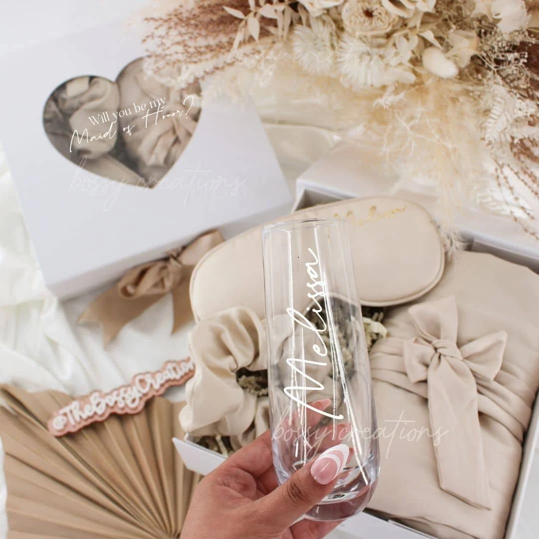 Neutral Corazon Bridesmaid Proposal Gift Box Modern Boho Chic Bridal Party Wedding Gift Custom Mi... | Etsy (US)