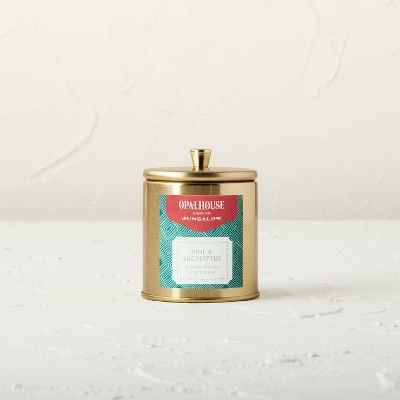 4oz Pine & Eucalyptus Metal Lidded Blue Candle - Opalhouse™ designed with Jungalow™ | Target