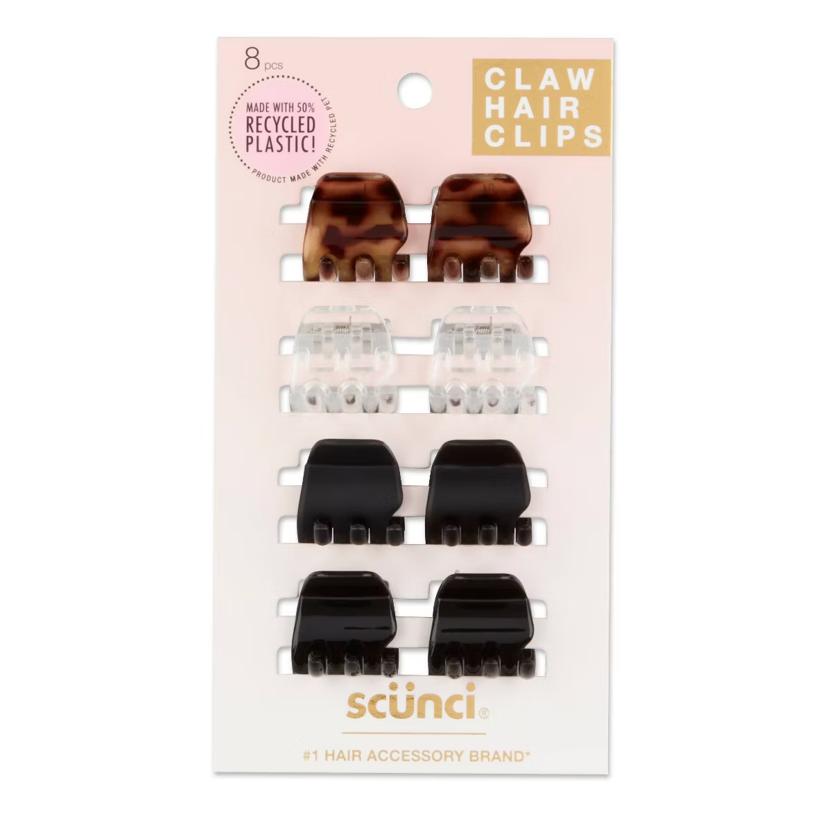 scunci Basics Jaw Clips - Mini Clear/Brown/Black - 8pk | Target