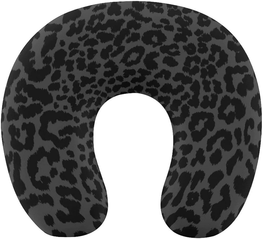 Unique Travel Pillows Compatible with Dark Gray Black Leopard Cheetah Print for Airplanes Car Fli... | Amazon (US)