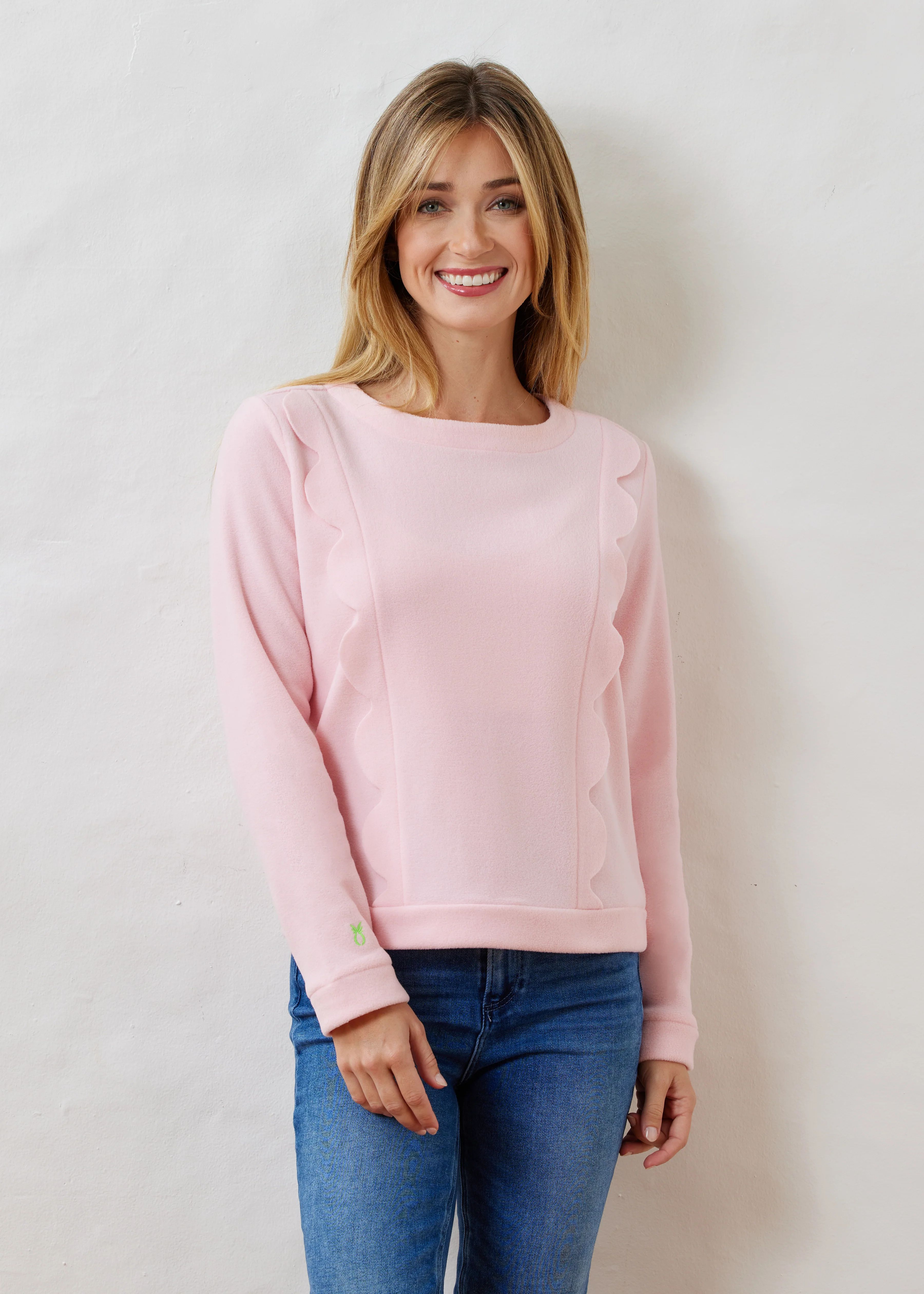 Sabine Top in Vello Fleece (Pink) | Dudley Stephens