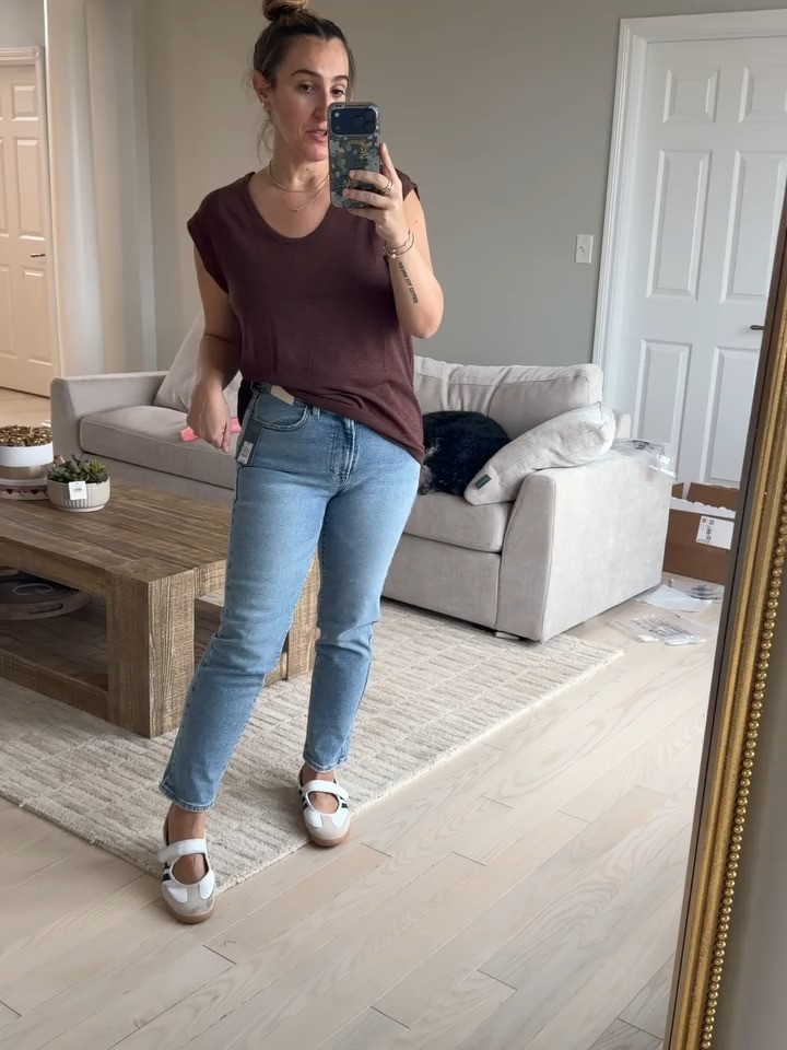 Wearing a medium on top. Jeans TTS  

 #LTKootd #LTKmomlife #LTKOver40