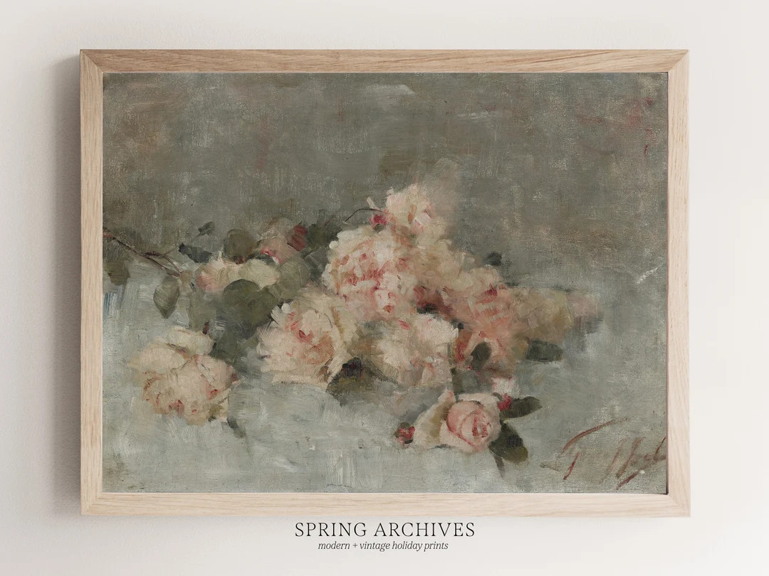 PRINTABLE Vintage Roses Neutral Art Print, Valentines Day Wall Art Instant Download, Botanical Ho... | Etsy (US)