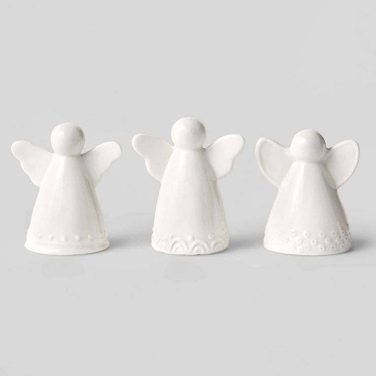 3pc Ceramic Angel Decorative Figurine Set White - Wondershop™ | Target