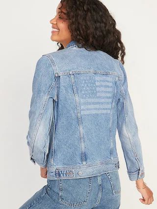 American Flag Graphic Jean Jacket for Women | Old Navy (US)