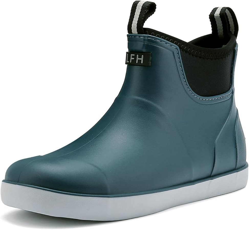 Men's Deck Boots, Waterproof Ankle Rain Boots Men Anti-Slip Traction, Outdoor Rubber Fishing Gard... | Amazon (US)