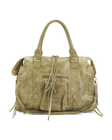 Made In Italy Leather Large Satchel Multi Pockets | TJ Maxx