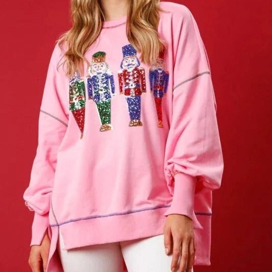 Sequin Nutcracker Sweatshirt Sparkly Christmas Sweatshirt - Etsy | Etsy (US)
