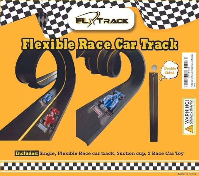 Toy Car Track Set, Flexible Track, with Pressure Suction Cup, 2 Small racecars, Zipup Storage Bag... | Amazon (US)