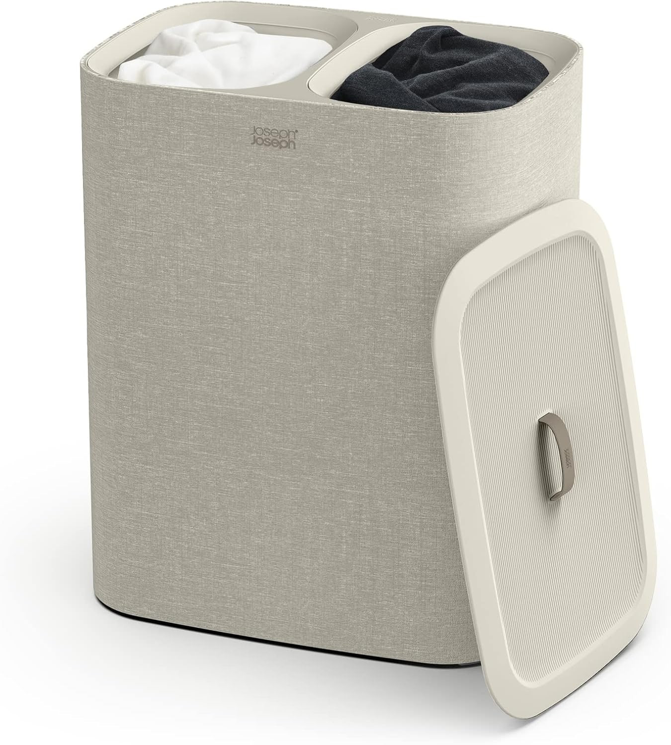 Joseph Joseph Tota 90-liter Laundry Hamper Separation Basket with lid, 2 Removable Washing Bags with Handles- Ecru | Amazon (US)