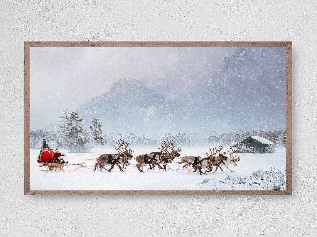 Samsung Frame TV Art Christmas, Santa's Nordic Delivery, Sleigh, Instant Download, Winter, Christ... | Etsy (US)