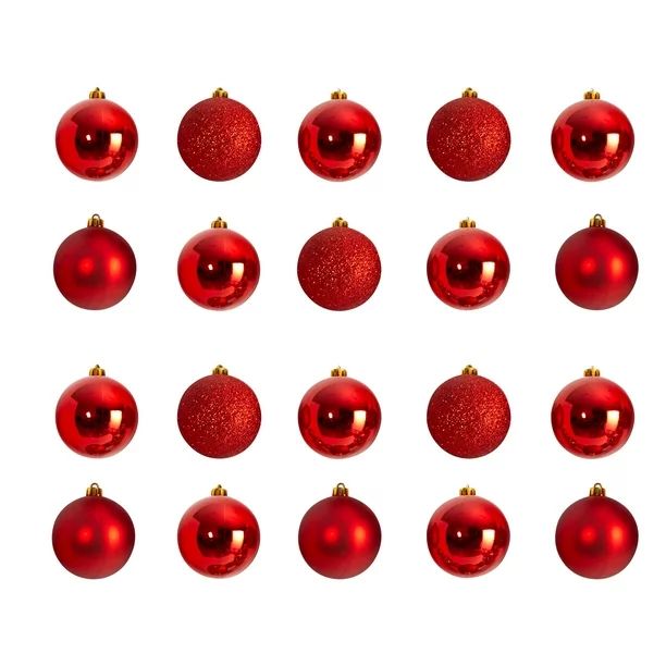 Nearly Natural Red Plastic Holiday Christmas 3" Shatterproof Ornament Set, 20 Count - Walmart.com | Walmart (US)