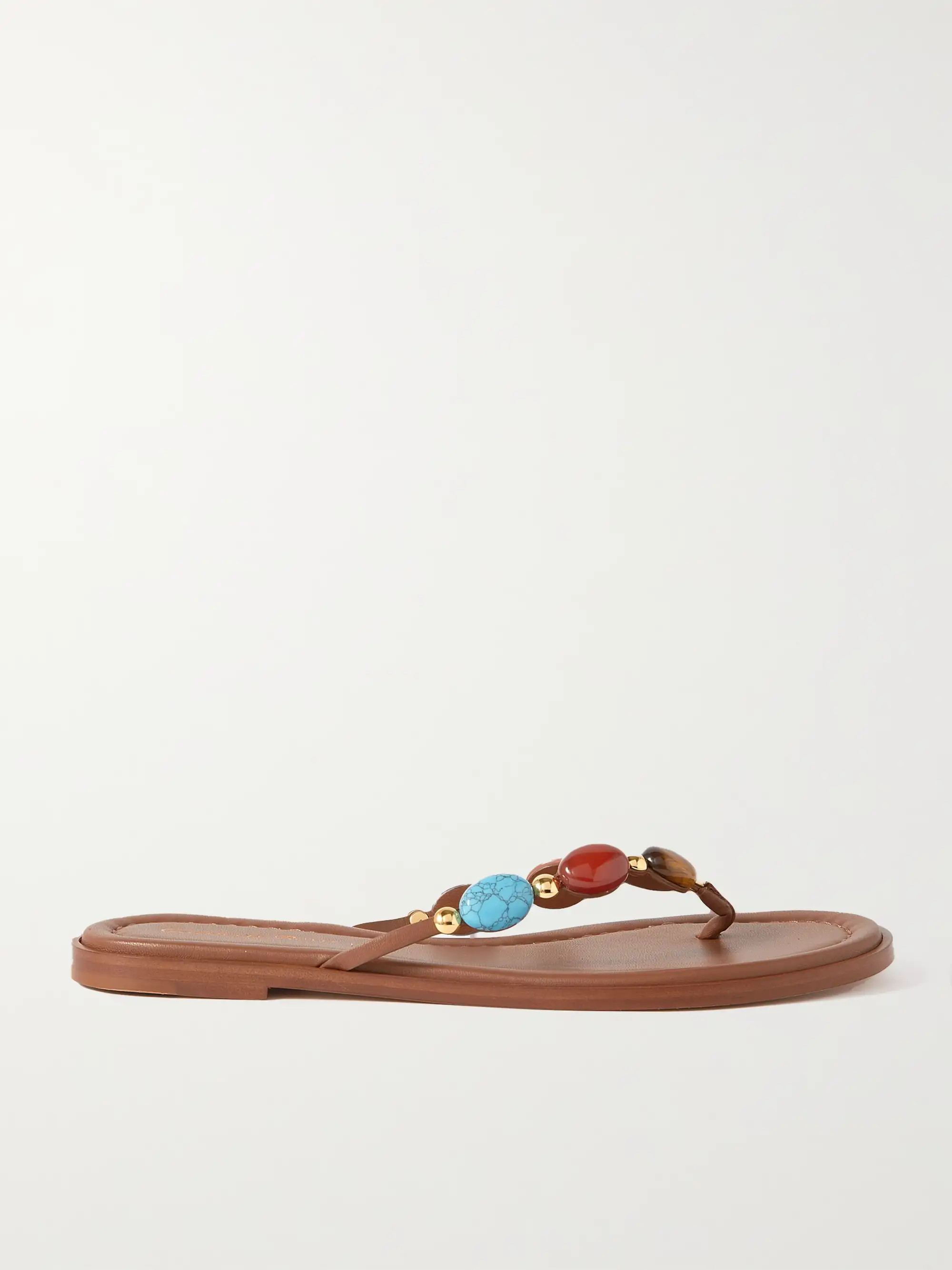Embellished leather flip flops | NET-A-PORTER (US)