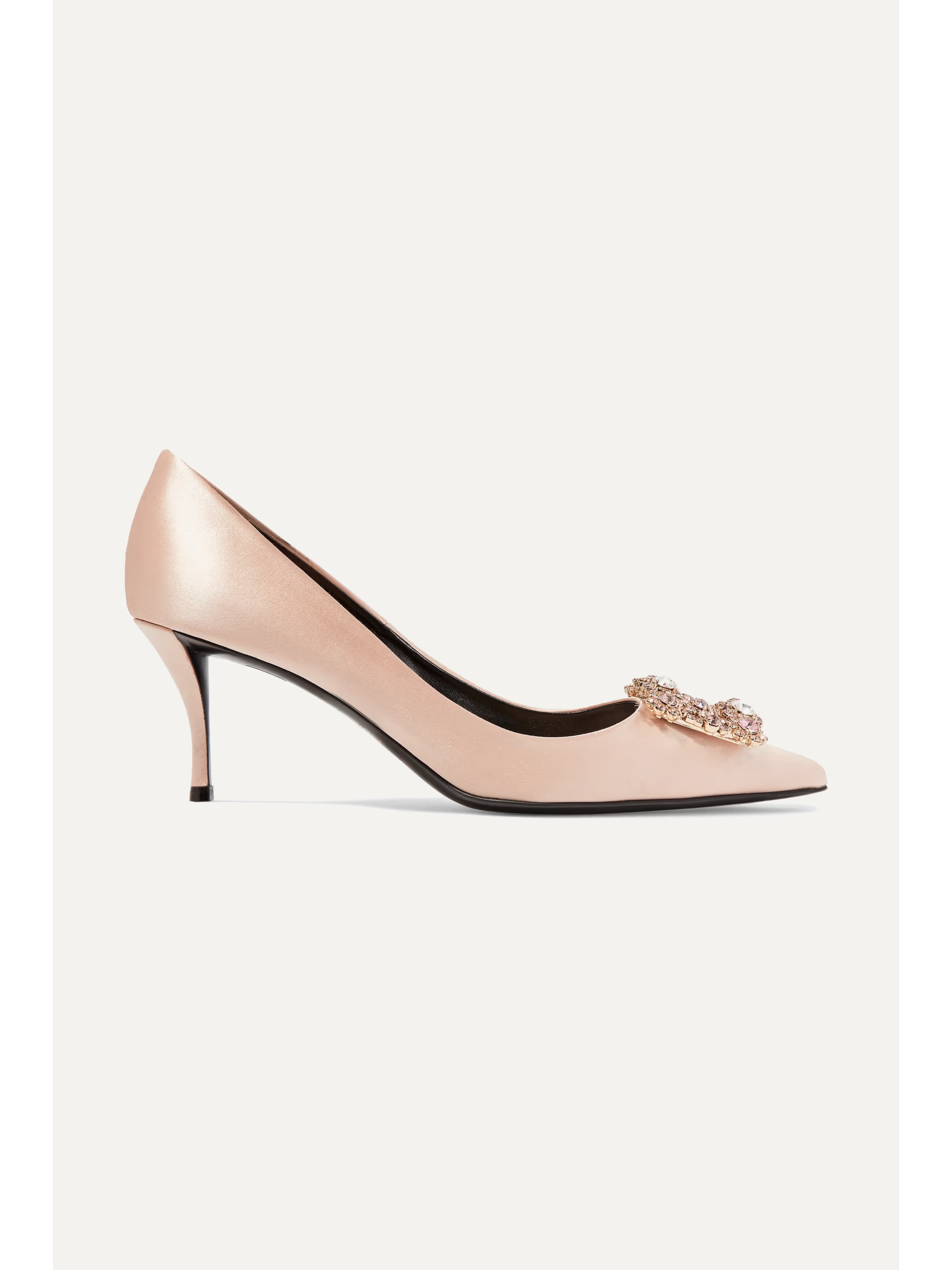Flower crystal-embellished satin pumps | NET-A-PORTER APAC