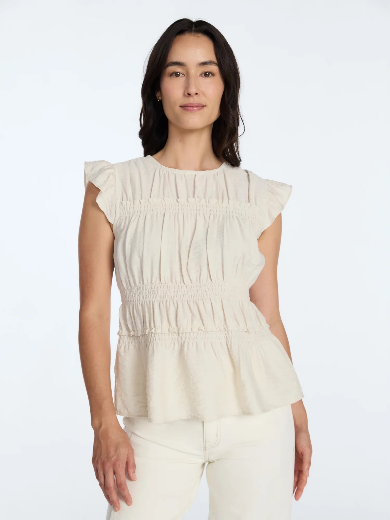 Time and Tru Women's Sleeveless Smocked Femme Top, Sizes XS-XXXL - Walmart.com | Walmart (US)