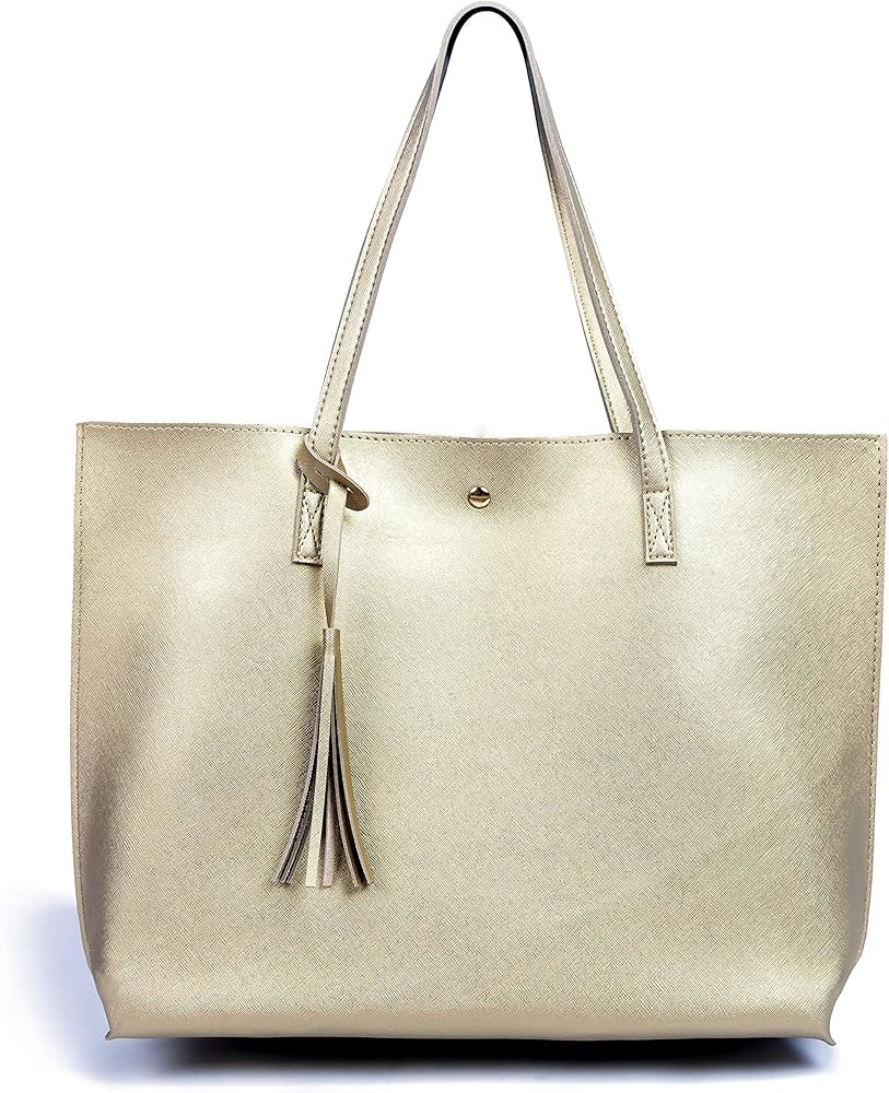 Women Tote Bags Top Handle Satchel Handbags PU Faux Leather Tote Bag with Tassel Shoulder Purse | Amazon (US)