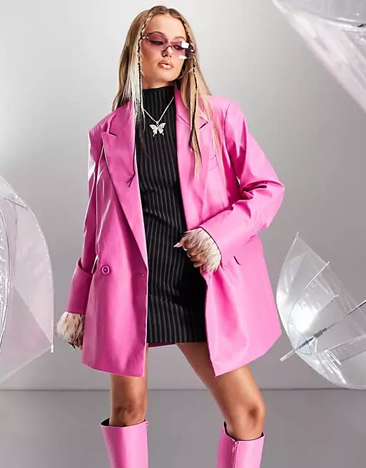 ASYOU faux leather blazer in pink | ASOS (Global)