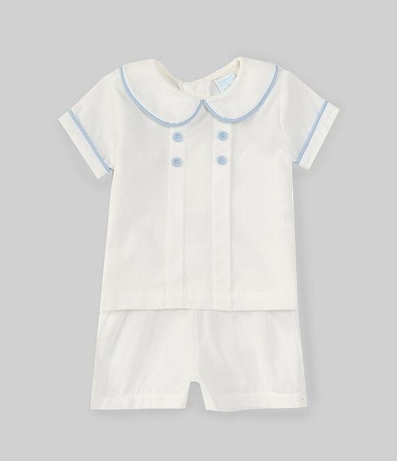 Edgehill Collection x The Broke Brooke Baby Boy 3-24 Months Cameron Peter Pan Collar Pique Set | ... | Dillard's
