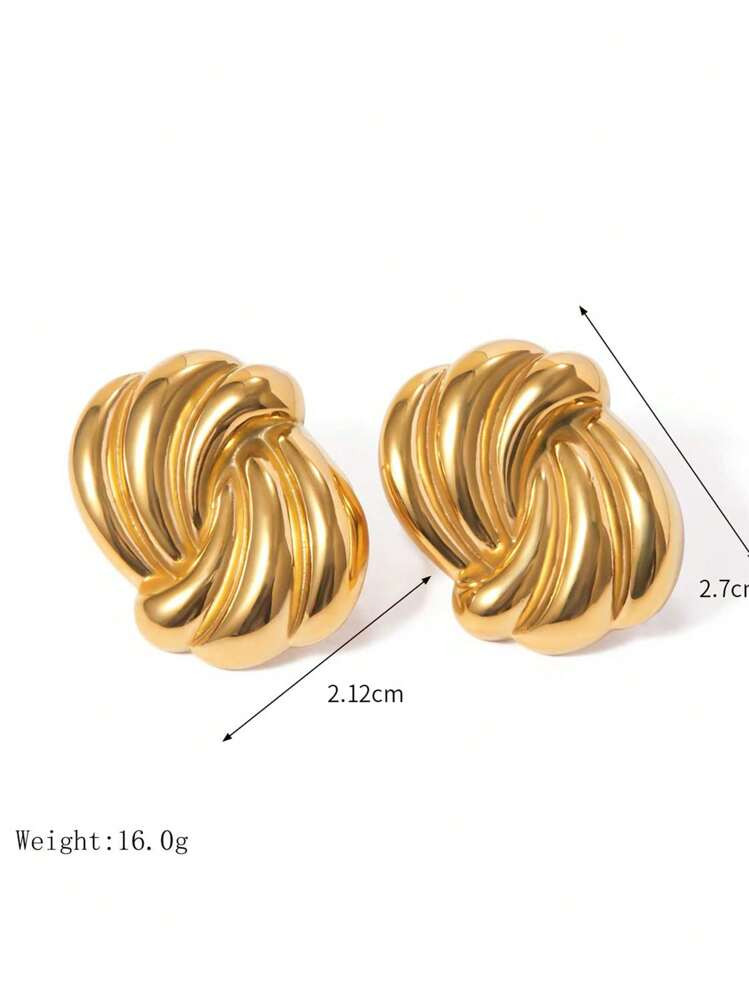 Uworld 1 Pieza Pendiente De Línea Ondulada Personalizado De Acero Inoxidable Chapado En Oro De 18K, Nuevo Diseño De Verano Adecuado Para Uso Diario De Mujeres | SHEIN